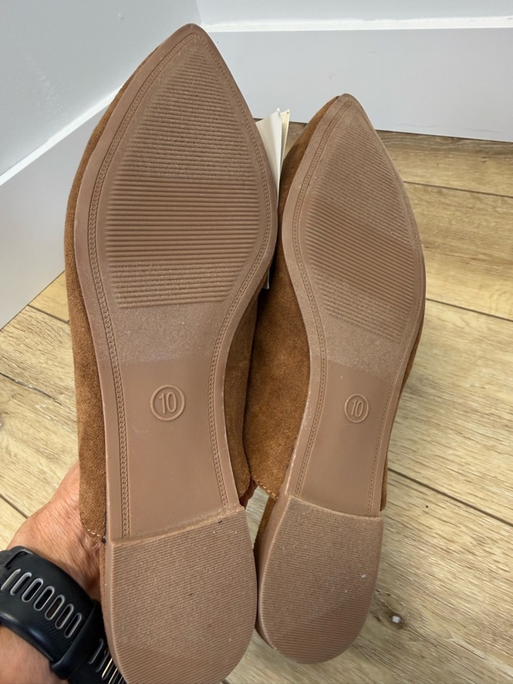 A New Day Brown Suede Chain-Accent Pointed Mules Women’s 10 Slip On Office - Picture 4 of 8